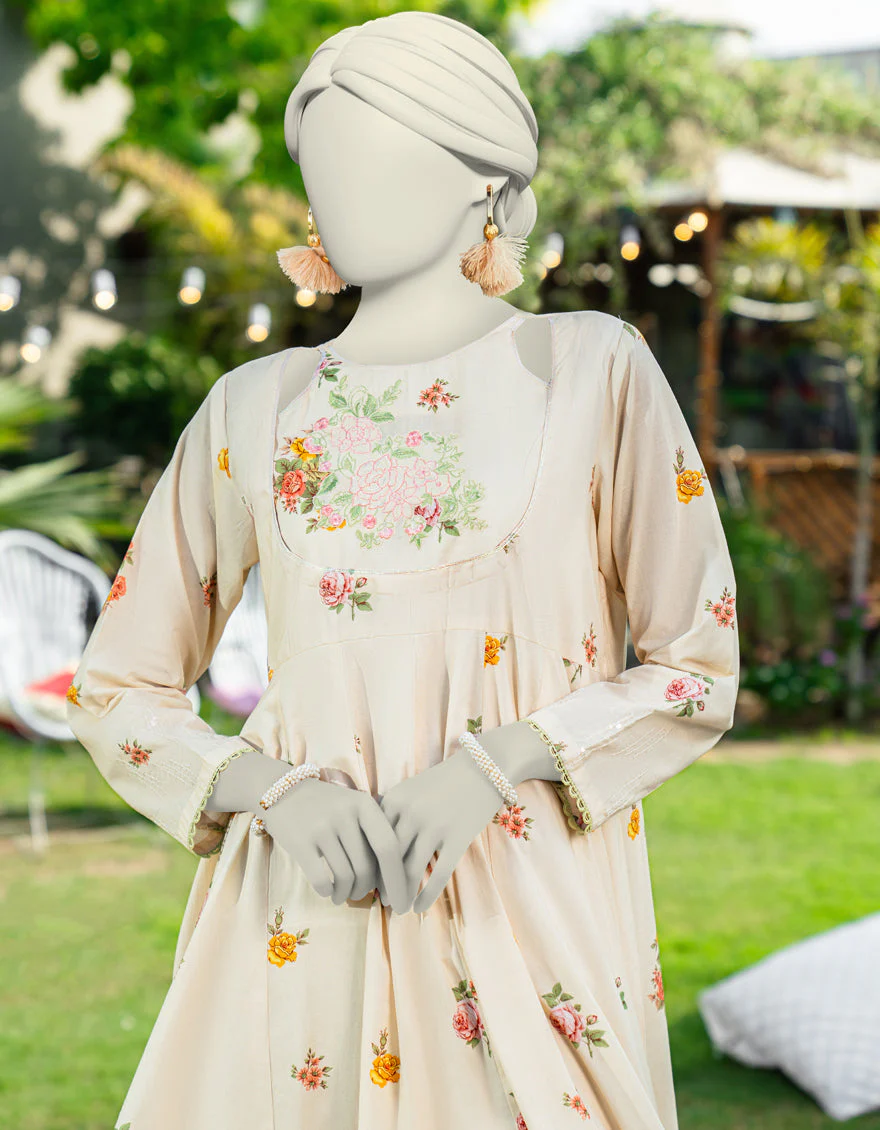 BEIGE LAWN KURTI | JJLK-S-JSS-25-452 FB/CRUSHED FLORAL-02 - Image 2