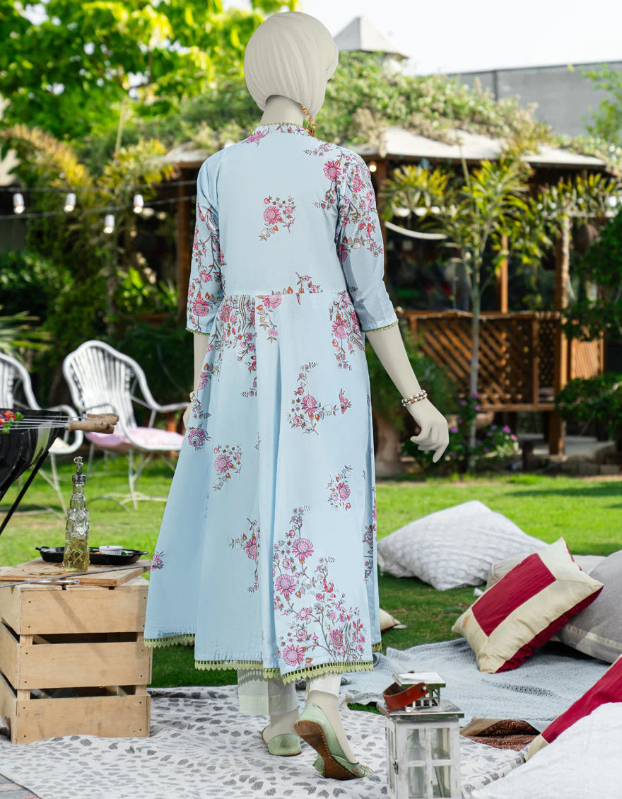 BLUE COTTON LAWN KURTI | JJLK-S-JSS-25-454 FB/CRUSHED FLORAL-4 - Image 3