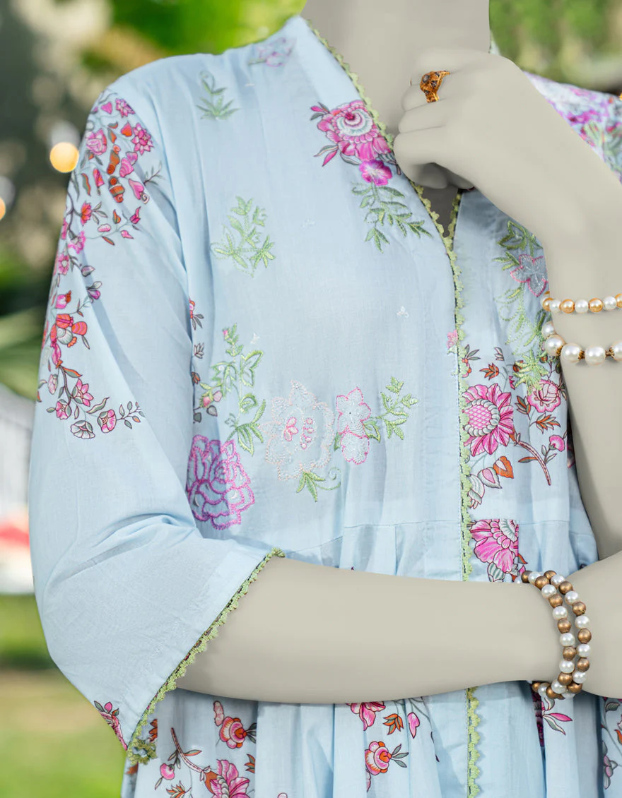 BLUE COTTON LAWN KURTI | JJLK-S-JSS-25-454 FB/CRUSHED FLORAL-4 - Image 4