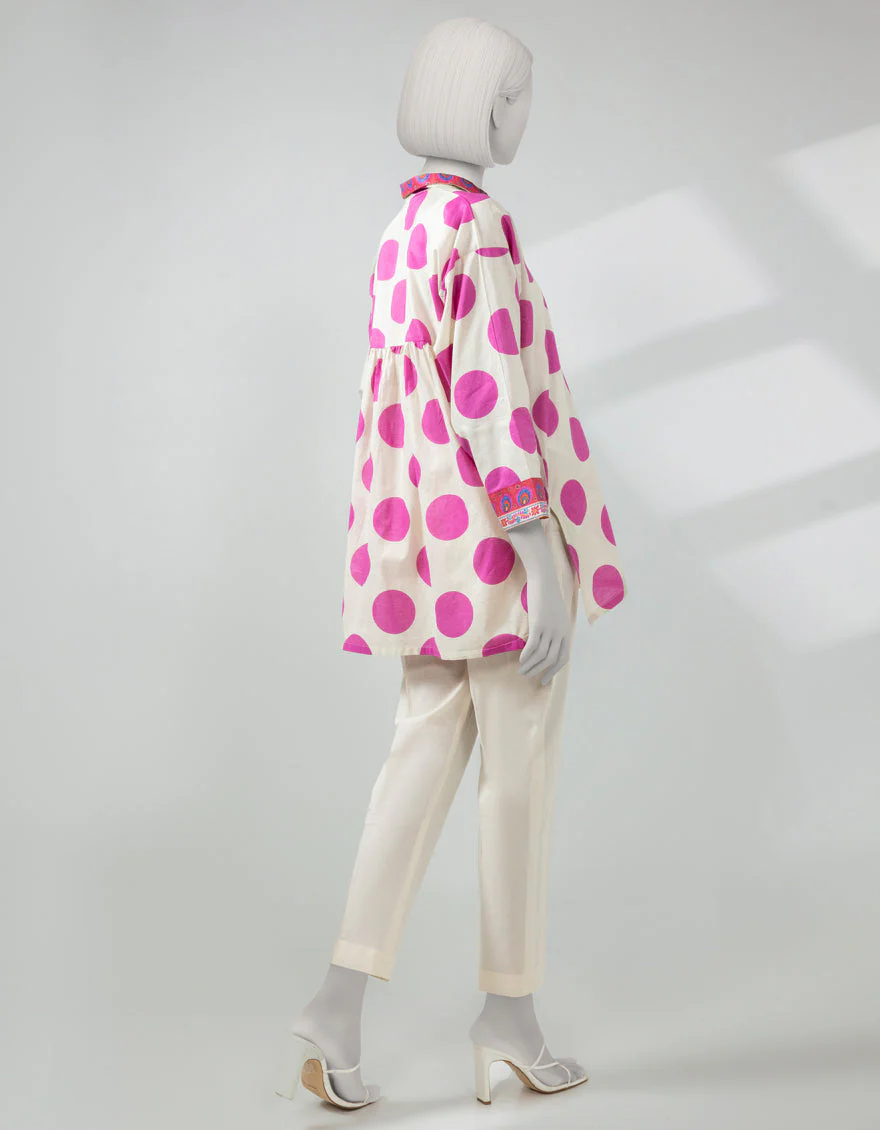 WHITE LAWN KURTI | JJLK-S-JSS-25-511 FB/POLKA-2 - Image 2