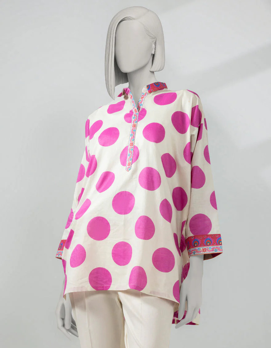 WHITE LAWN KURTI | JJLK-S-JSS-25-511 FB/POLKA-2 - Image 3