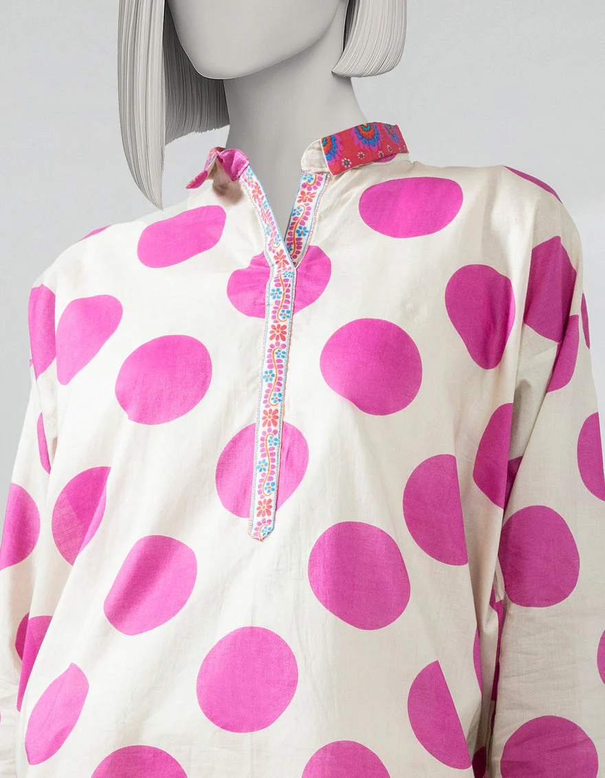 WHITE LAWN KURTI | JJLK-S-JSS-25-511 FB/POLKA-2 - Image 4