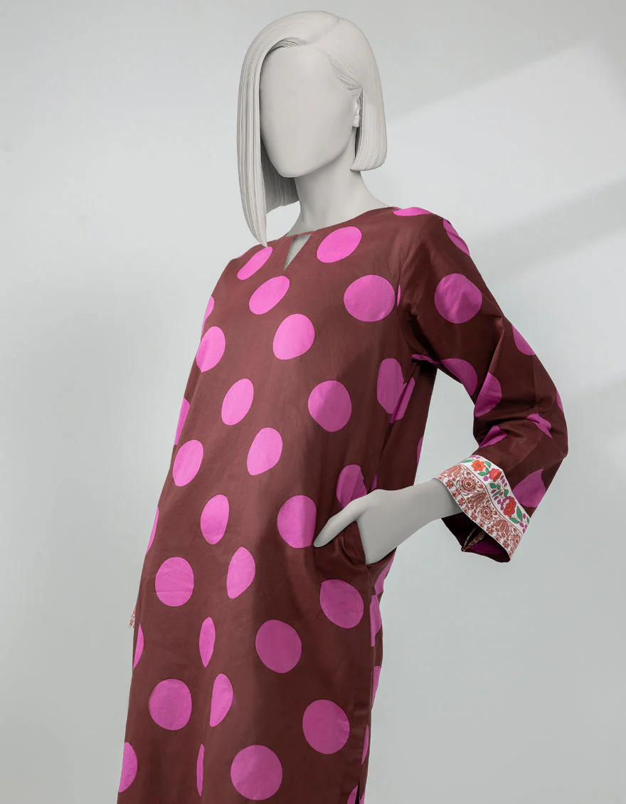 BROWN LAWN KURTI | JJLK-S-JSS-25-514 FB/POLKA-5 - Image 3