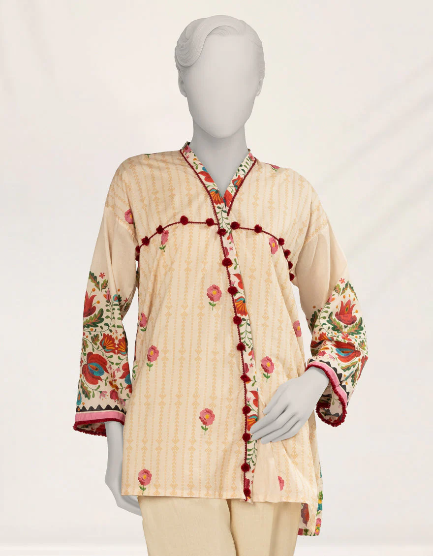 BEIGE LAWN KURTI | JJLK-S-JSS-25-526 FB/POLISH-1 - Image 3