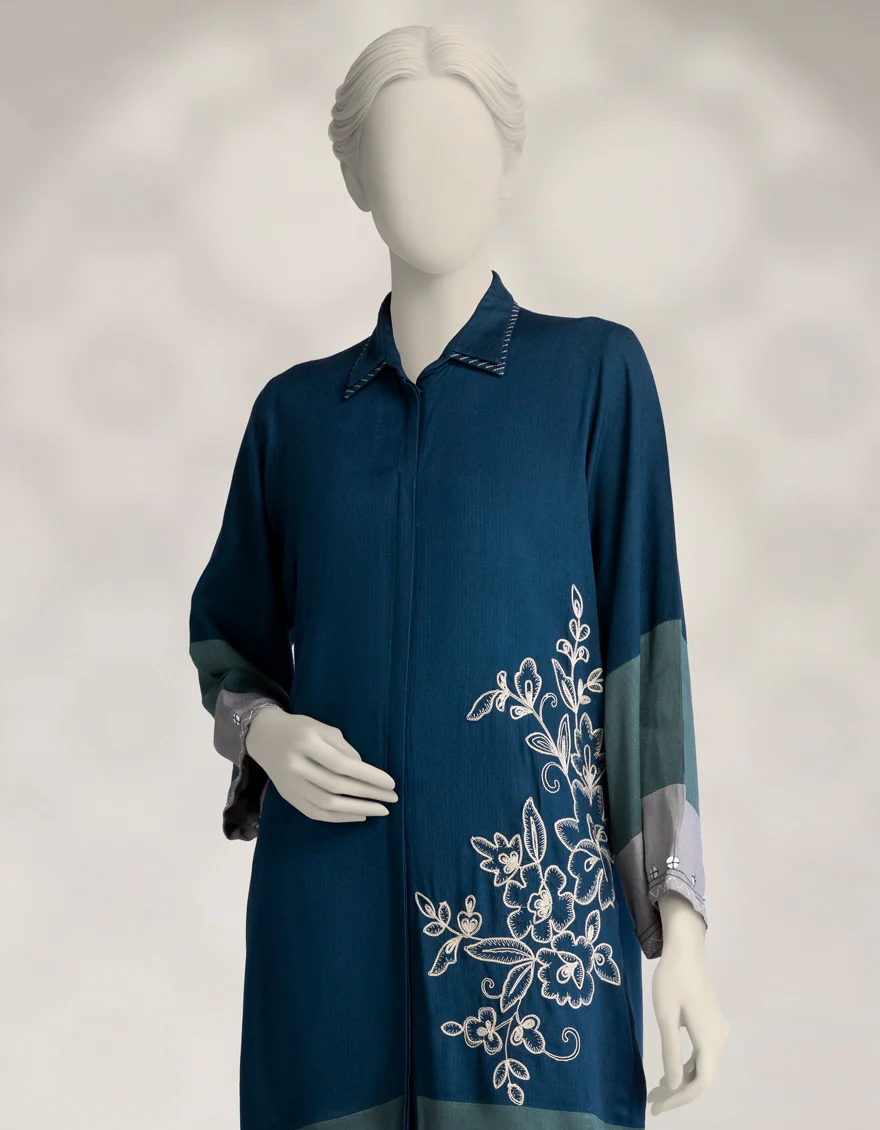 BLUE PASHMINA KURTI | JJLK-W-JSS-25-565 FB/VIBRANT BANDS-04 - Image 2