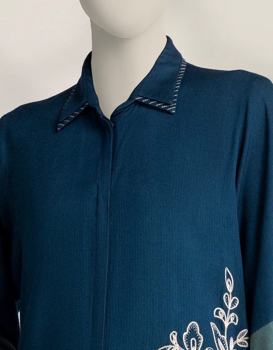 BLUE PASHMINA KURTI | JJLK-W-JSS-25-565 FB/VIBRANT BANDS-04 - Image 4