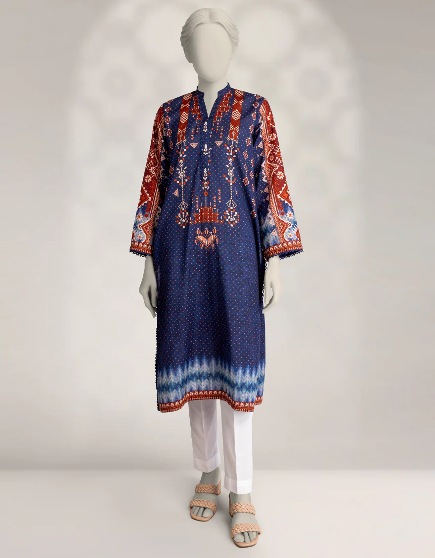BLUE KHADDAR SLUB KURTI | JJLK-W-JSS-25-566 FB/MOROCCAN RUG-01
