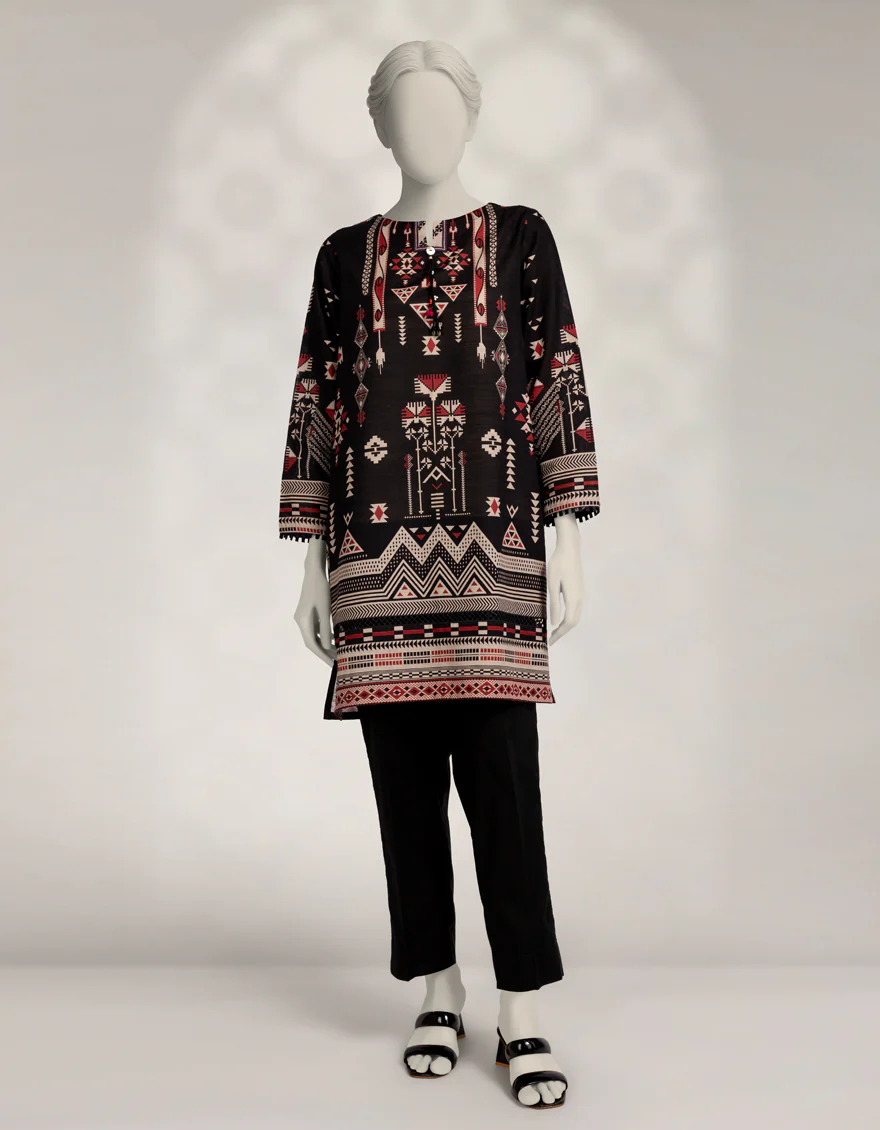 BLACK KHADDAR SLUB KURTI | JJLK-W-JSS-25-567 FB/MOROCCAN RUG-02