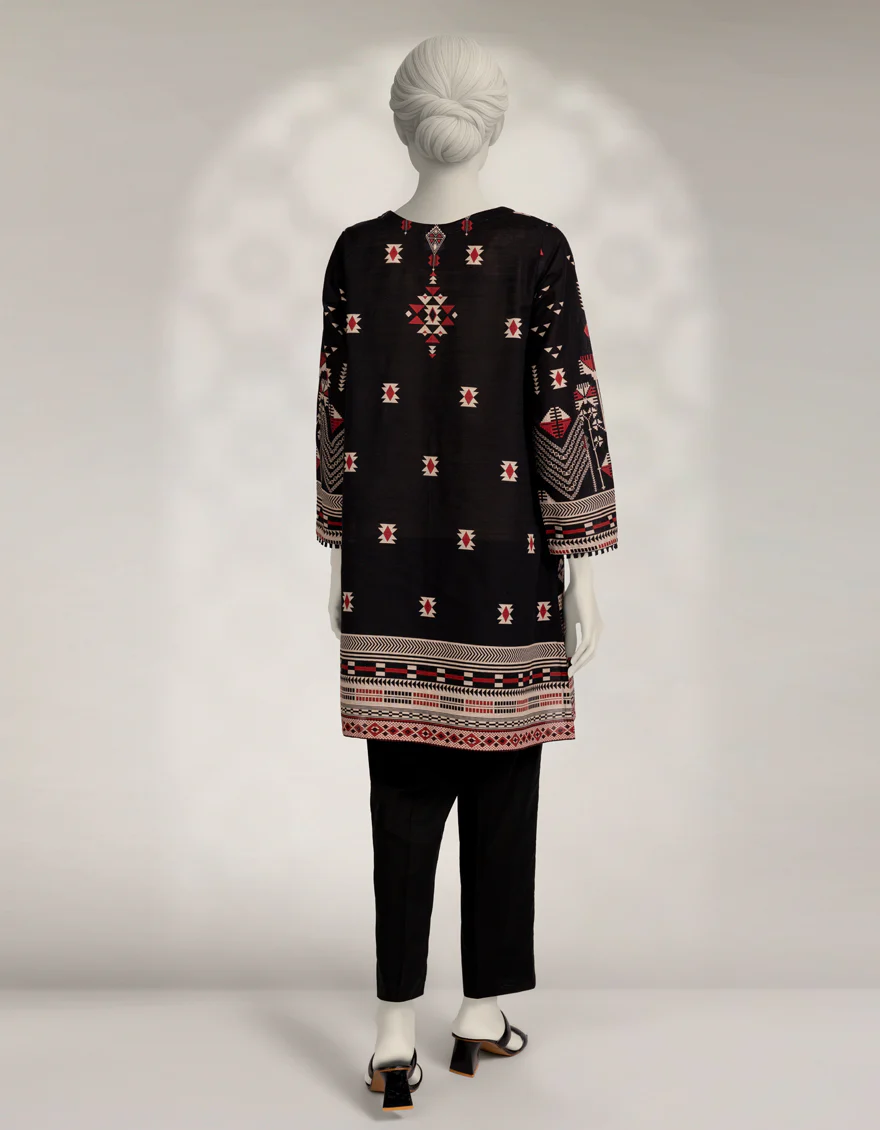 BLACK KHADDAR SLUB KURTI | JJLK-W-JSS-25-567 FB/MOROCCAN RUG-02 - Image 3