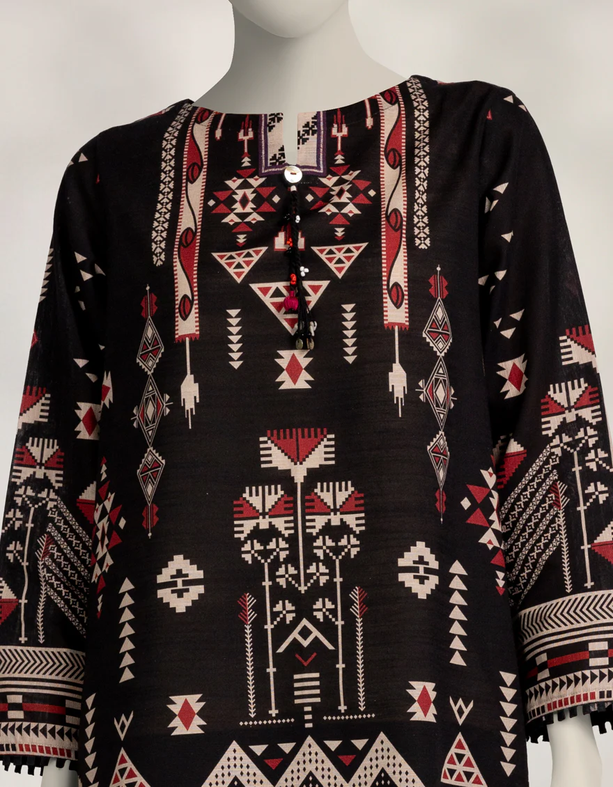 BLACK KHADDAR SLUB KURTI | JJLK-W-JSS-25-567 FB/MOROCCAN RUG-02 - Image 4