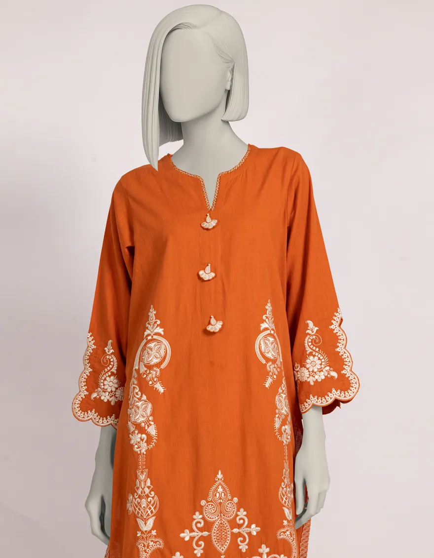 ORANGE DOBBY KURTI | JJLK-W-JSS-25-573 FB/FOLK PAISLY-4 - Image 2