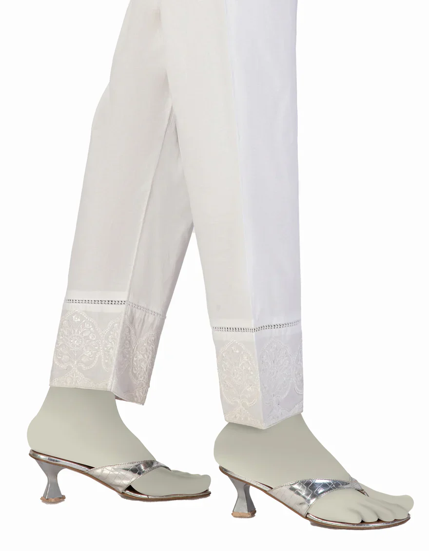 WHITE LAWN TROUSERS | JJLT-S-25-8032-A FB/EMB-T-01