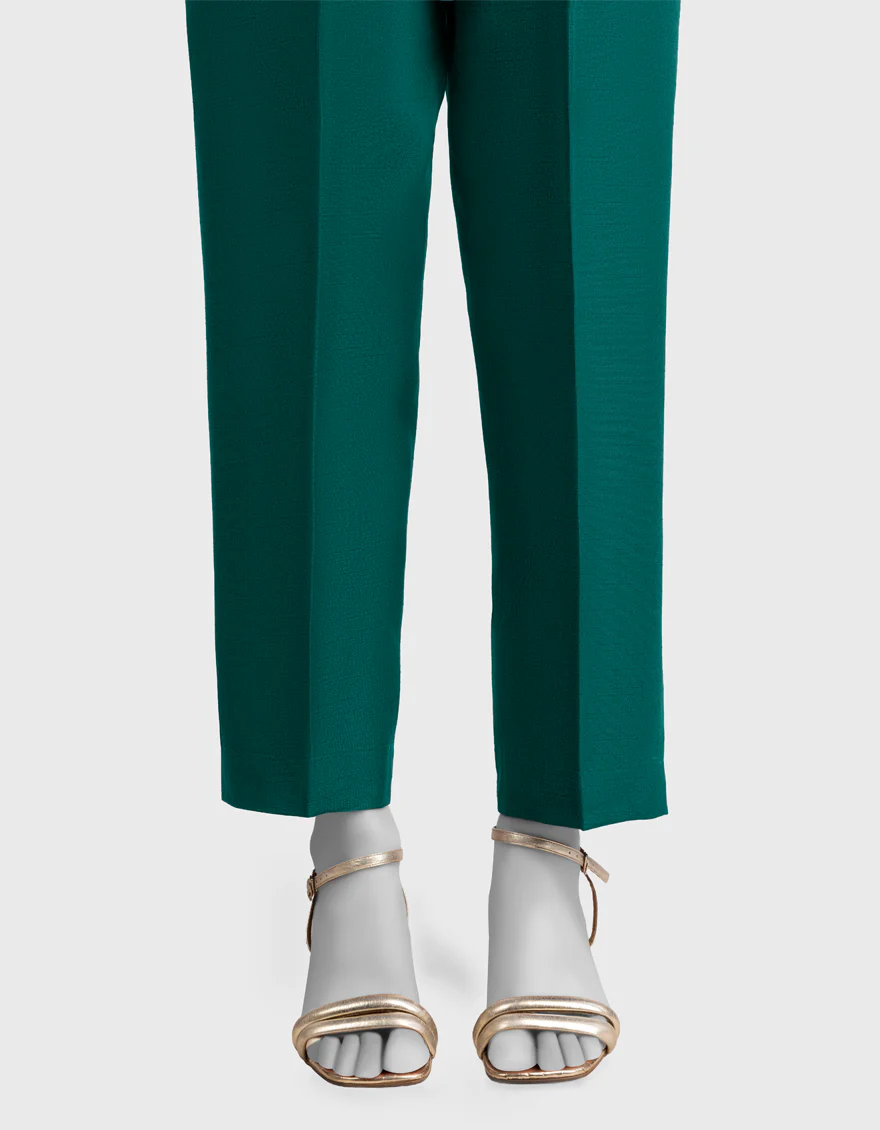 GREEN RAW SILK TROUSERS | JJLT-W-25-8075 FB/ELFESYA-06