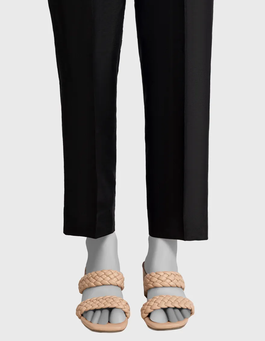 BLACK RAW SILK TROUSERS | JJLT-W-25-8080 FB/JH-370