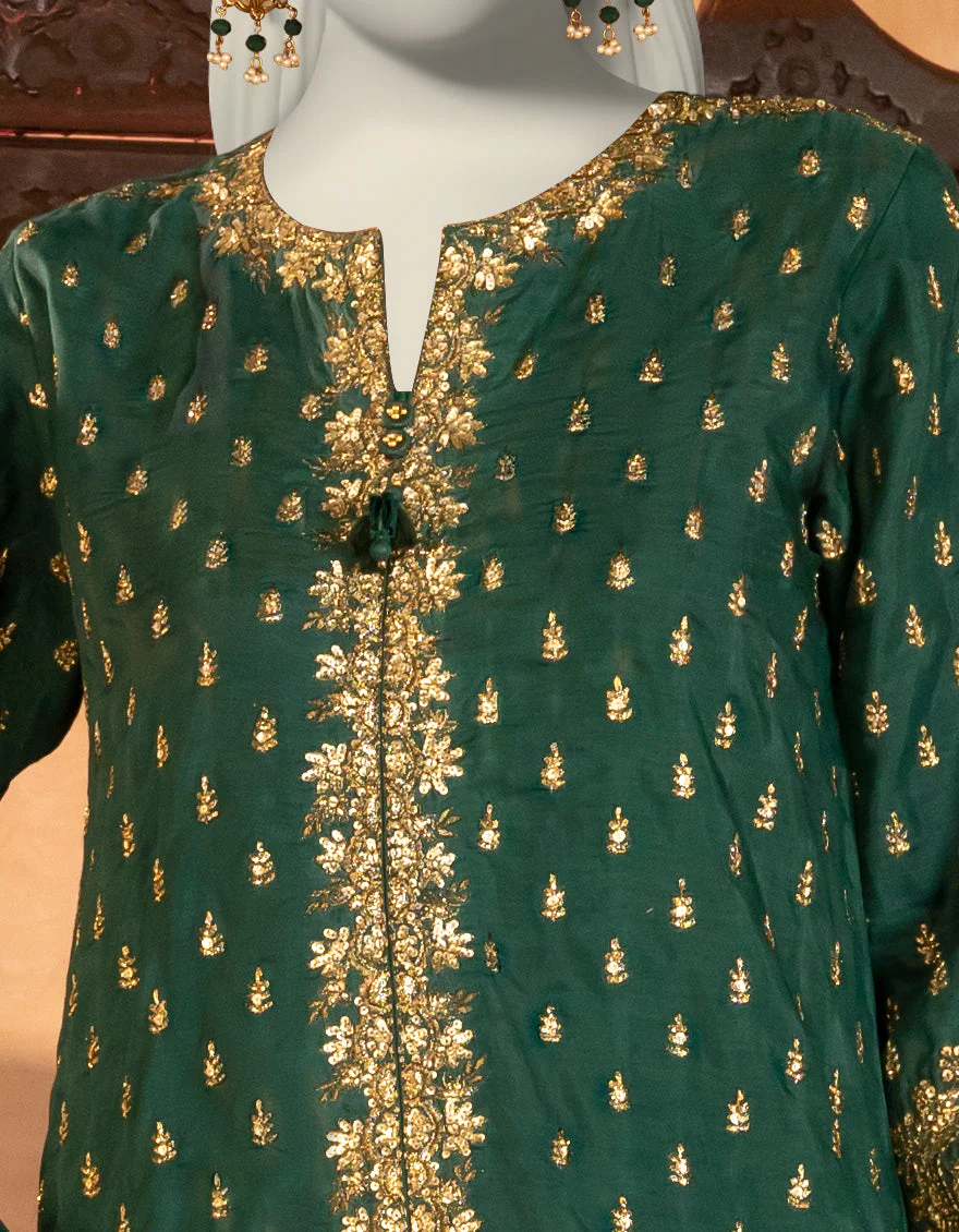 GREEN RAW SILK 3PC STITCHED | JJPW-S-JPS-25-3903 FB/DANEEN-3 - Image 4