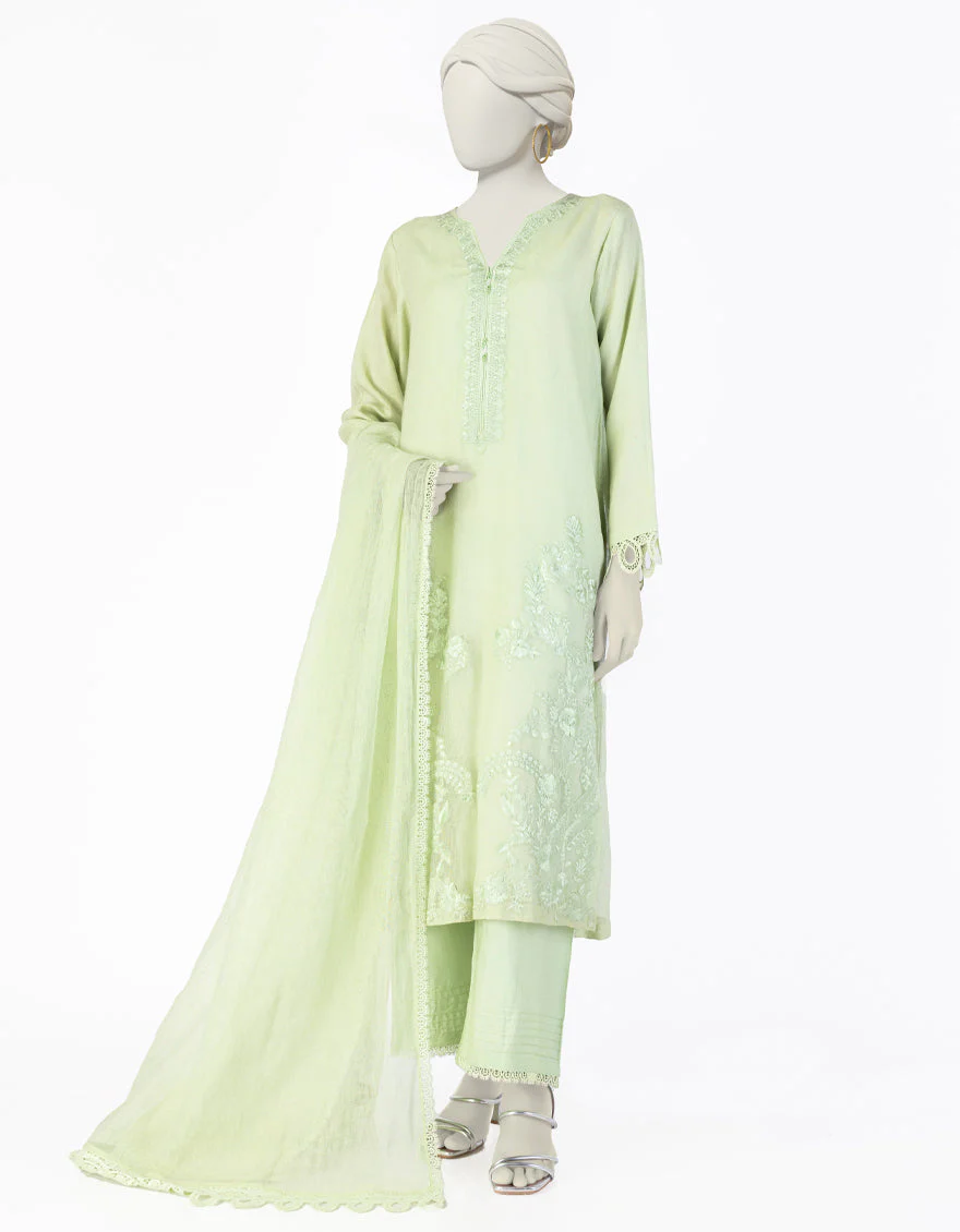 GREEN KHADDI 3PC STITCHED | JJPW-S-JPS-25-3911 FB/DANEEN-11
