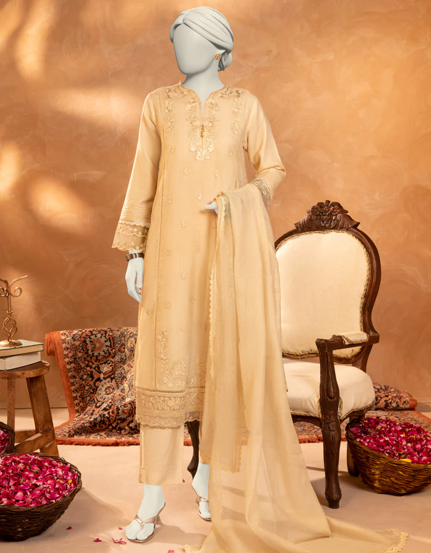 BEIGE KHADDI 3PC STITCHED | JJPW-S-JPS-25-3912 FB/DANEEN-12