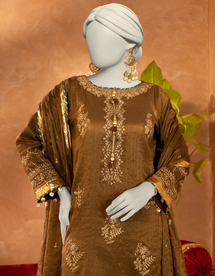 BROWN COTTON 3PC STITCHED | JJPW-S-JPS-25-3924 FB/INARA-10 - Image 3