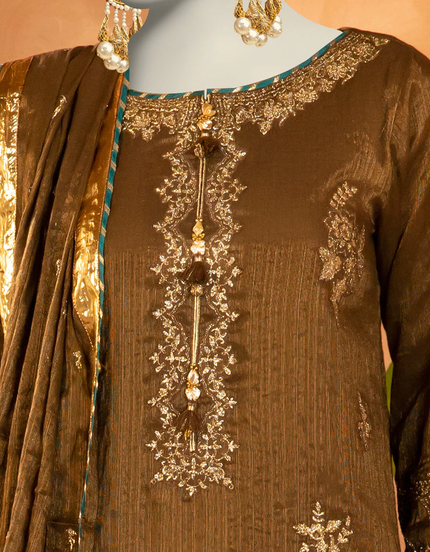 BROWN COTTON 3PC STITCHED | JJPW-S-JPS-25-3924 FB/INARA-10 - Image 4