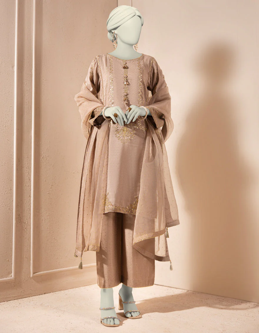 BEIGE PAPER COTTON 3PC STITCHED | JJPW-S-JPS-25-3928 FB/DANEEN-04