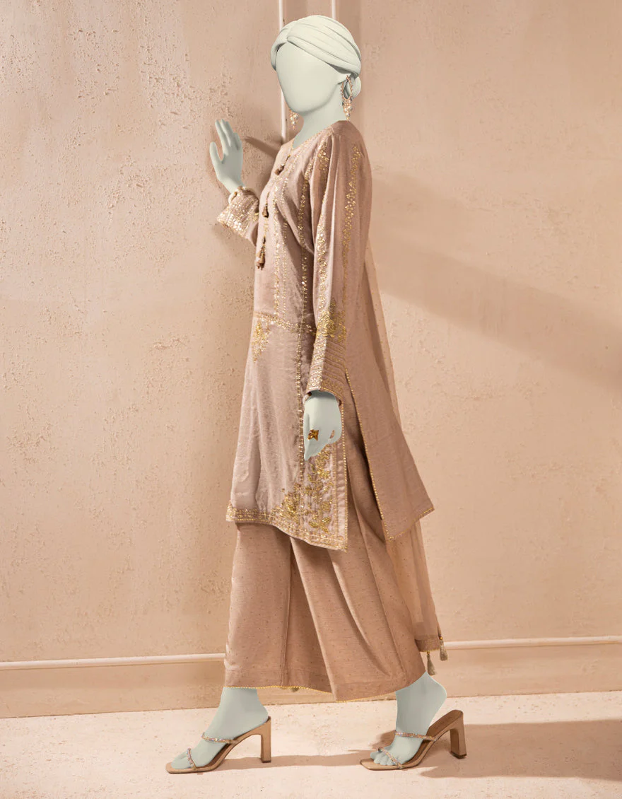 BEIGE PAPER COTTON 3PC STITCHED | JJPW-S-JPS-25-3928 FB/DANEEN-04 - Image 3