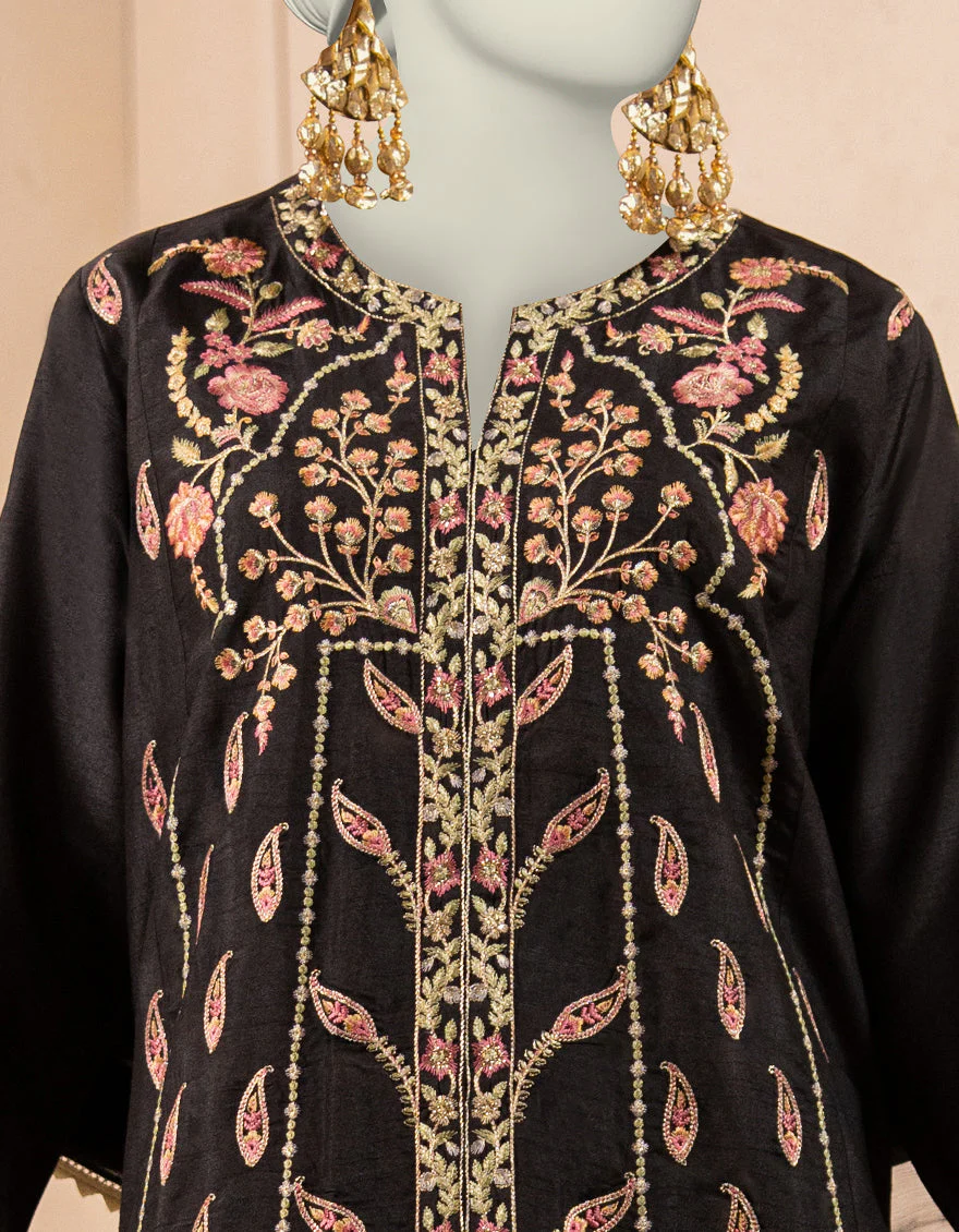 BLACK RAW SILK 3PC STITCHED | JJPW-S-JPS-25-3929 FB/DANEEN-05 - Image 4