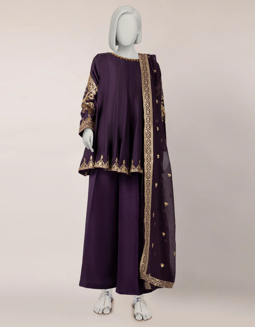 PURPLE COTTON NET 3PC STITCHED | JJPW-S-JPS-25-3942 FB/DANEEN-4
