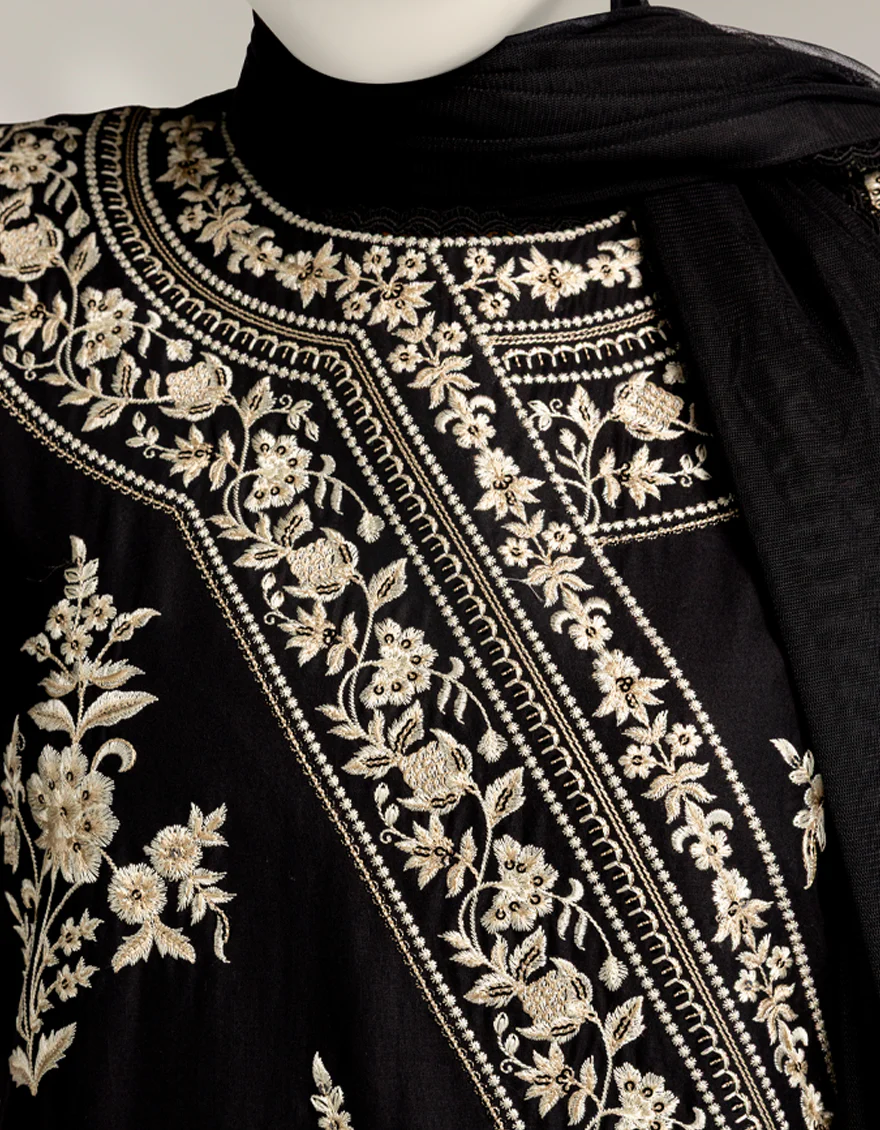 BLACK RAW SILK 3PC STITCHED | JJPW-S-JPS-25-3960 FB/INARA-7 - Image 4