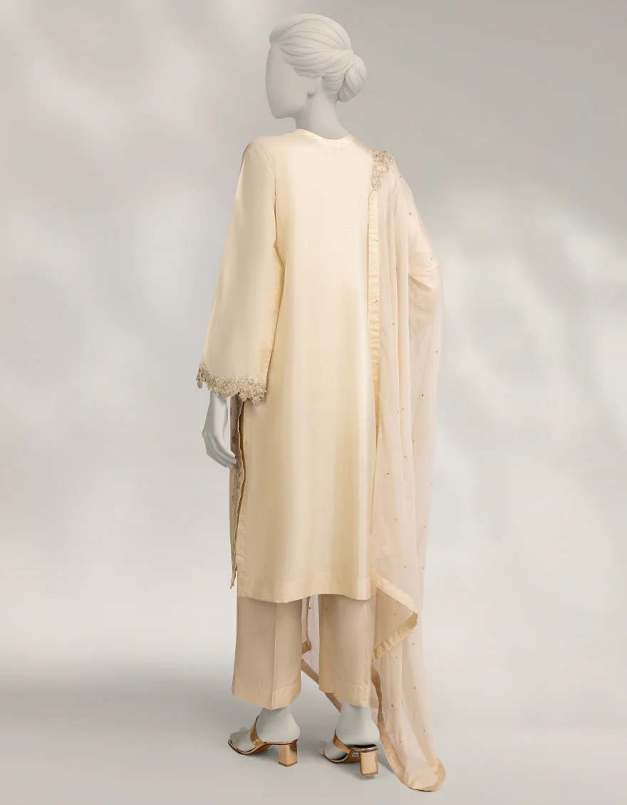 OFF WHITE RAW SILK 3PC STITCHED | JJPW-S-JPS-25-3967 FB/INARA-14 - Image 3