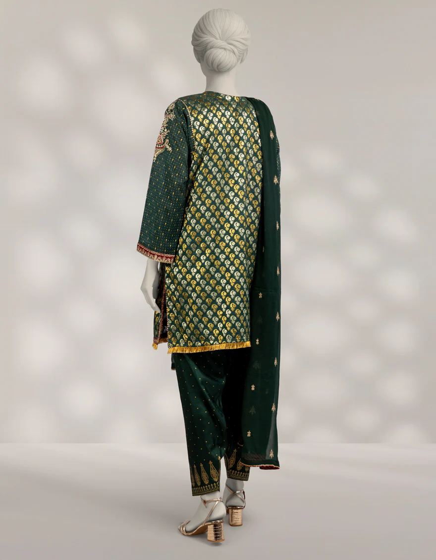 GREEN JACQUARD 3PC STITCHED | JJPW-W-JPS-25-3944 FB/DANEEN-1 - Image 2