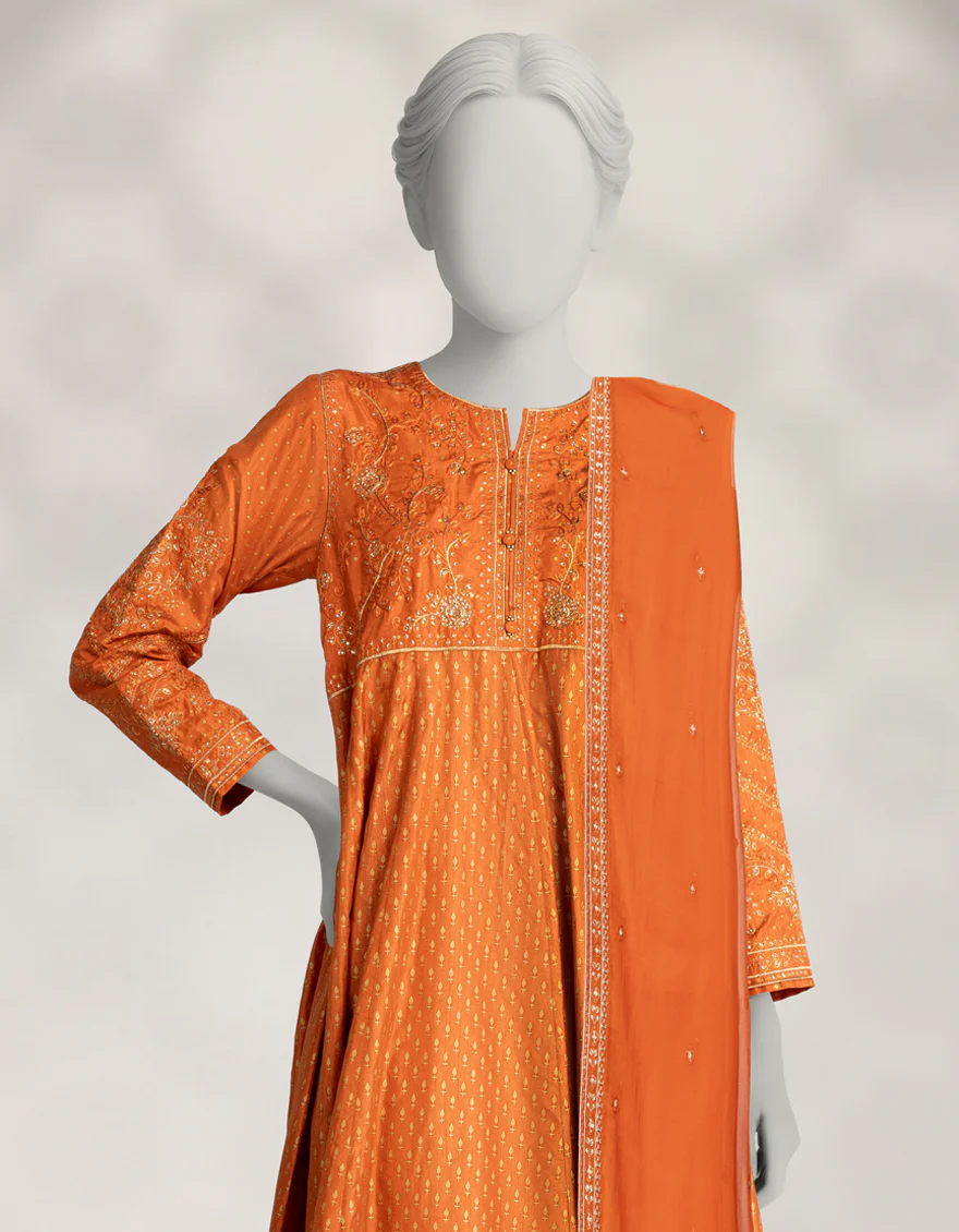 RUST RAW SILK 3PC STITCHED | JJPW-W-JPS-25-3948 FB/DANEEN-05 - Image 2