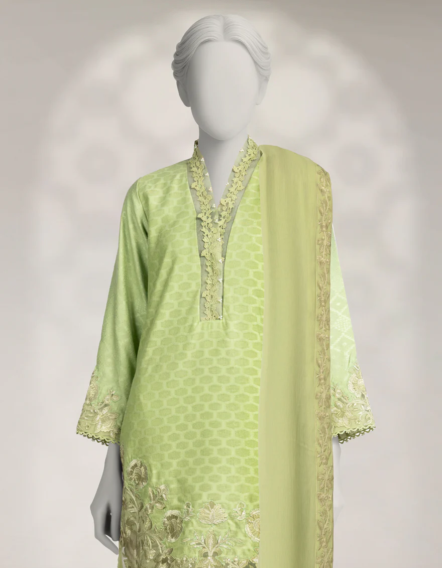 GREEN JACQUARD 3PC STITCHED | JJPW-W-JPS-25-3952 FB/MUSE-3 - Image 3