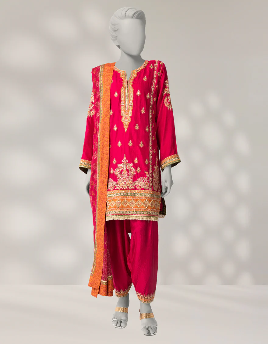 PINK RAW SILK 3PC STITCHED | JJPW-W-JPS-25-3954 FB/INARA-01