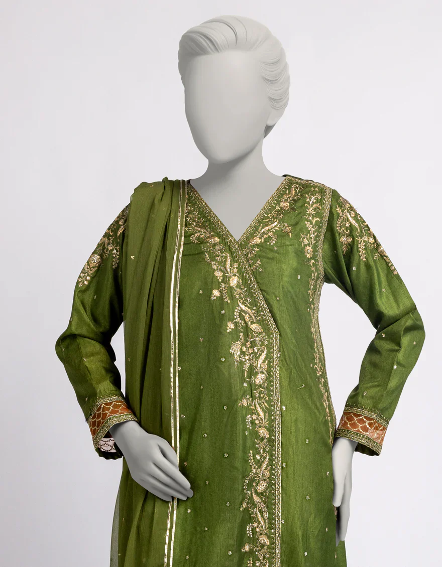 MEHNDI RAW SILK 3PC STITCHED | JJPW-W-JPS-25-3958 FB/INARA-5 - Image 2