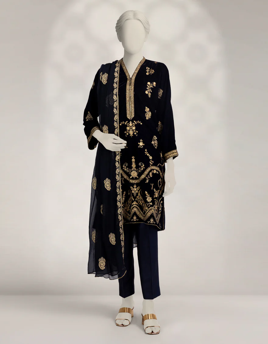 BLUE VELVET 3PC STITCHED | JJPW-W-JPS-25-3961 FB/INARA-08