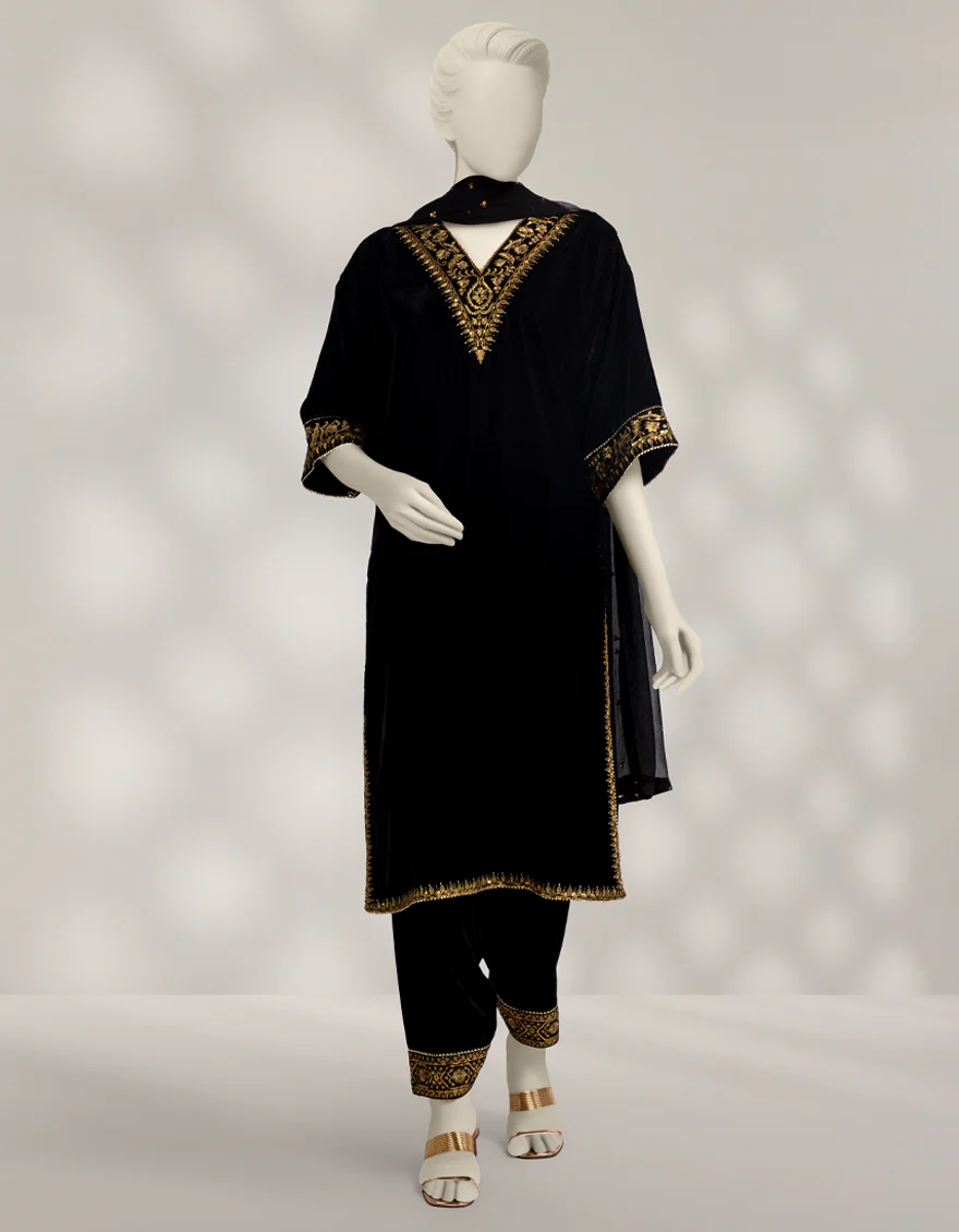 BLACK VELVET 3PC STITCHED | JJPW-W-JPS-25-3963 FB/INARA-10