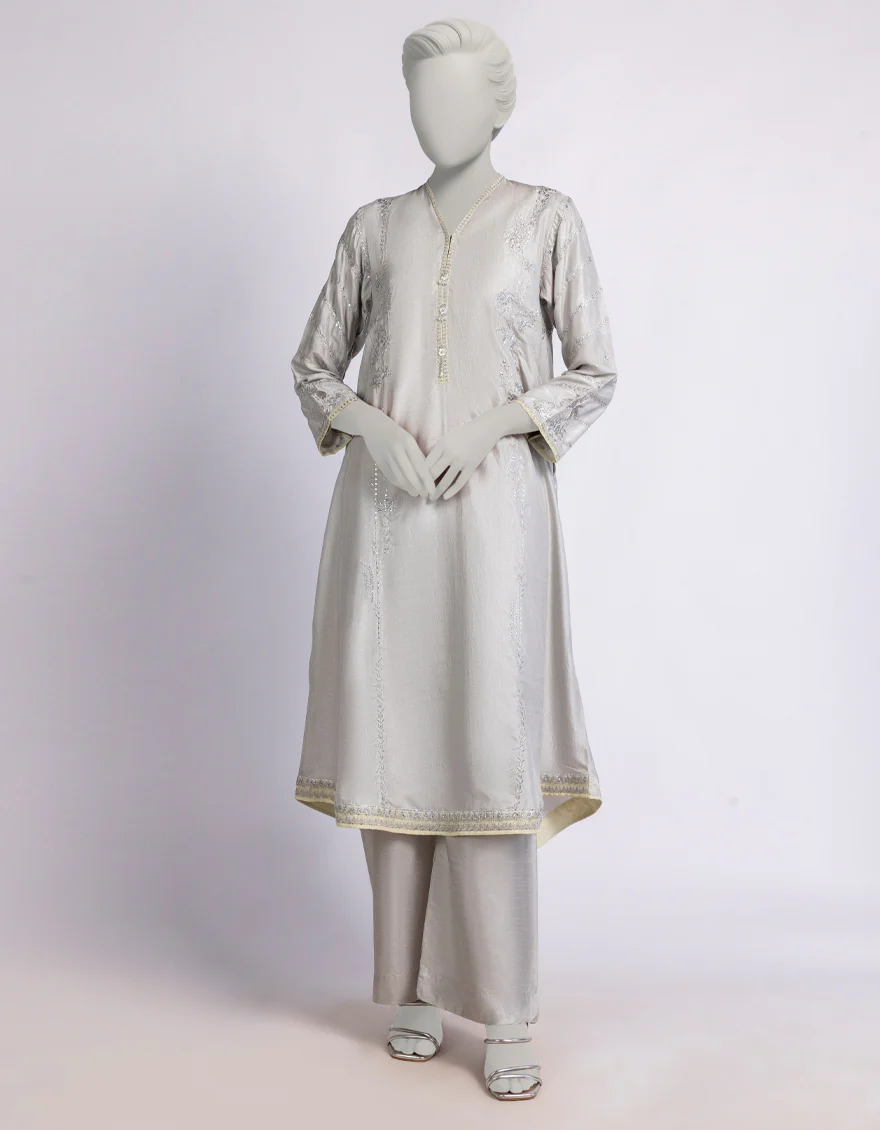 GREY RAW SILK 2PC STITCHED | JJPW-W-JPS-25-4049 FB/ELFESYA-03
