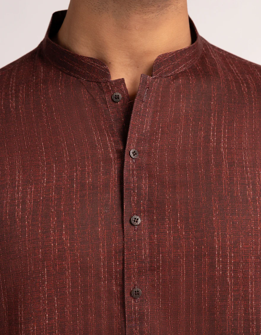 RED BLACK COTTON THIGH LENGTH KURTA | JJTHK-A-50389/S25/JJ10442-CL - Image 3