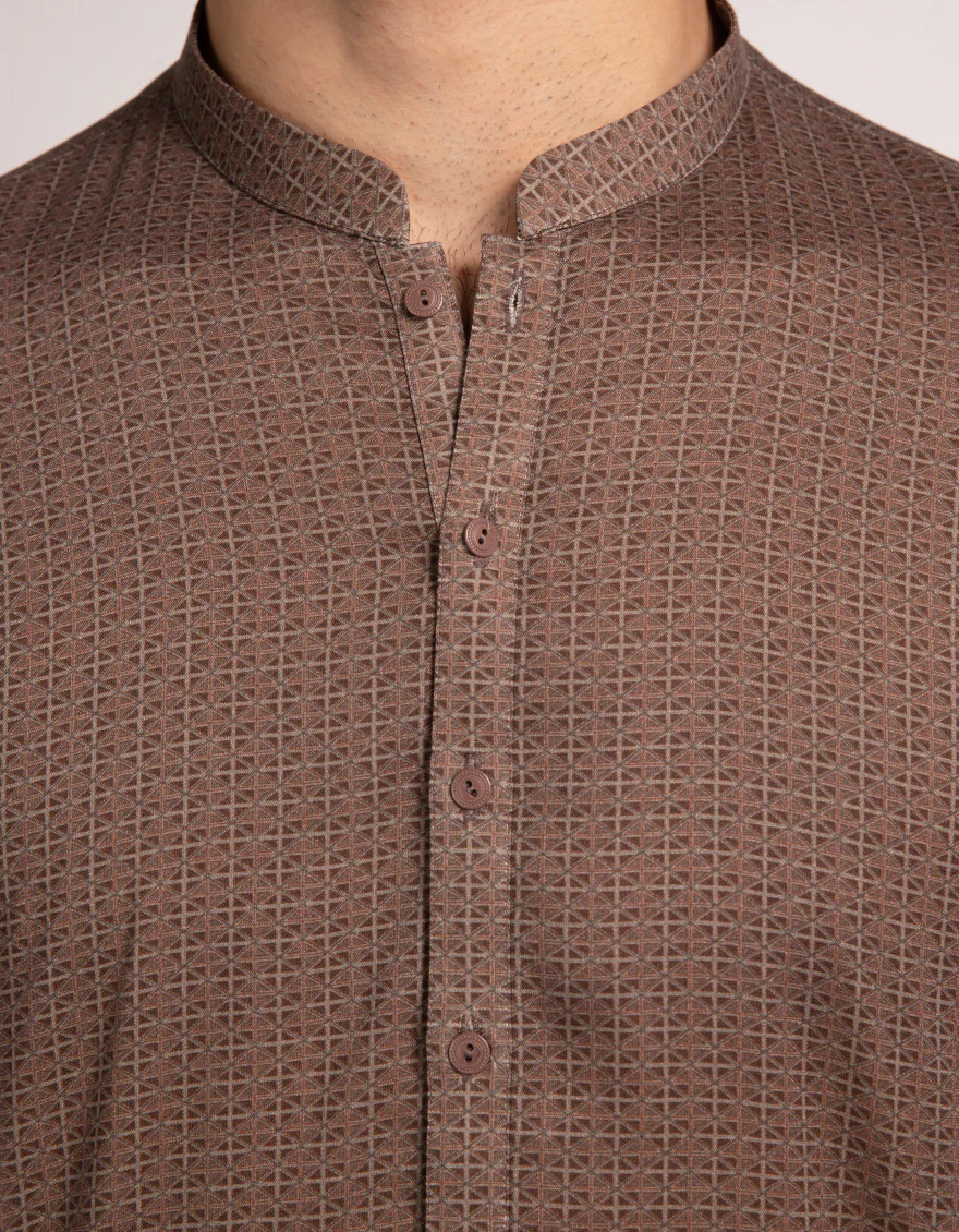 BROWN COTTON THIGH LENGTH KURTA | JJTHK-A-50393/S25/JJ10442-CL - Image 3