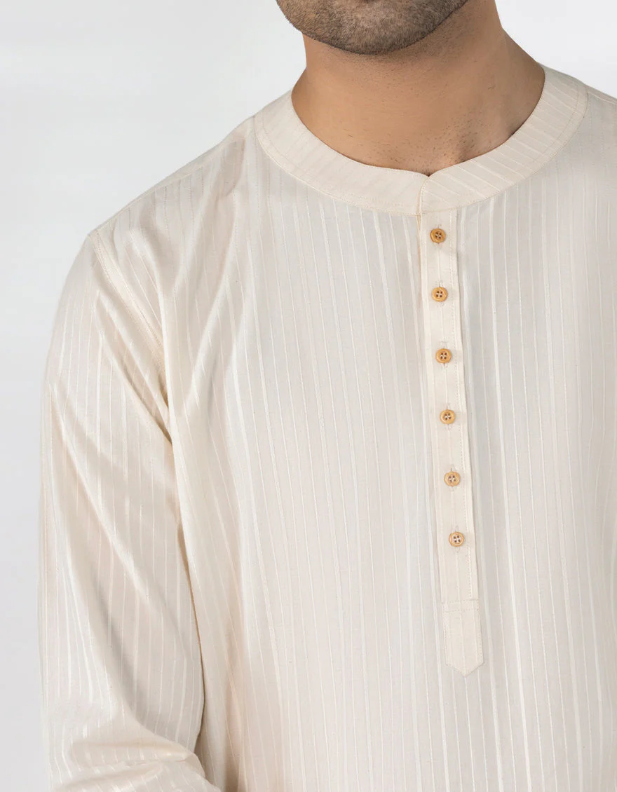 CREAM COTTON SHORT KURTA | JJTHLK-A-47519/S25/JJ10175-CL - Image 3