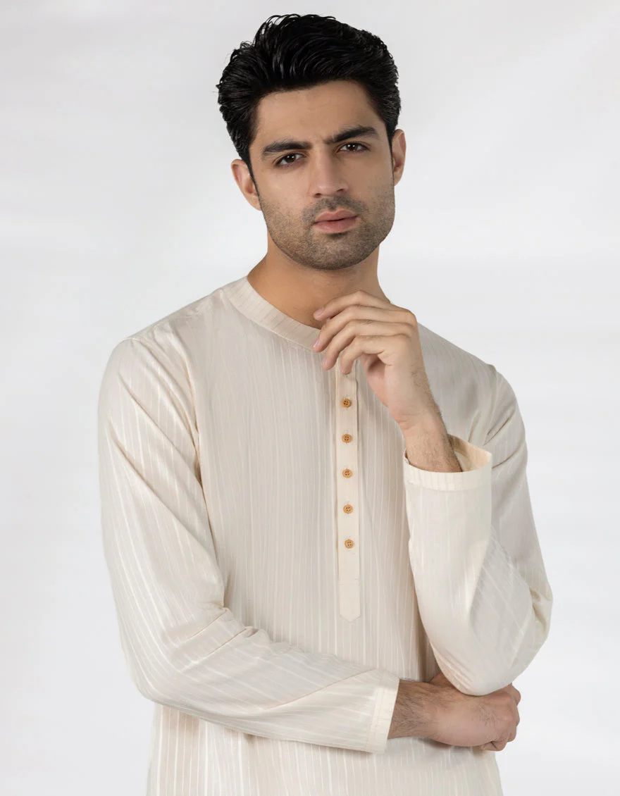 CREAM COTTON SHORT KURTA | JJTHLK-A-47519/S25/JJ10175-CL - Image 4