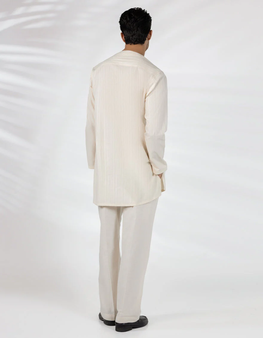 CREAM COTTON SHORT KURTA | JJTHLK-A-47519/S25/JJ10175-CL - Image 5