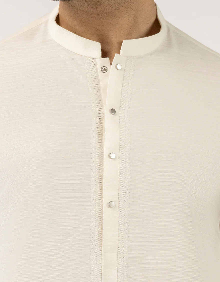 CREAM COTTON THIGH LENGTH KURTA | JJTHLK-W-90550/S25/JJ10450-SF - Image 3