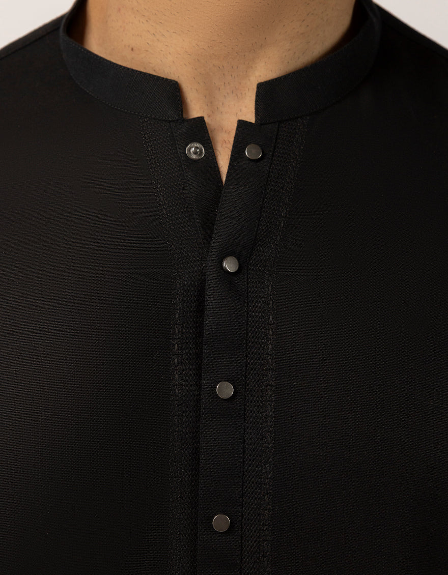 BLACK COTTON THIGH LENGTH KURTA | JJTHLK-W-90551/S25/JJ10450-SF - Image 3