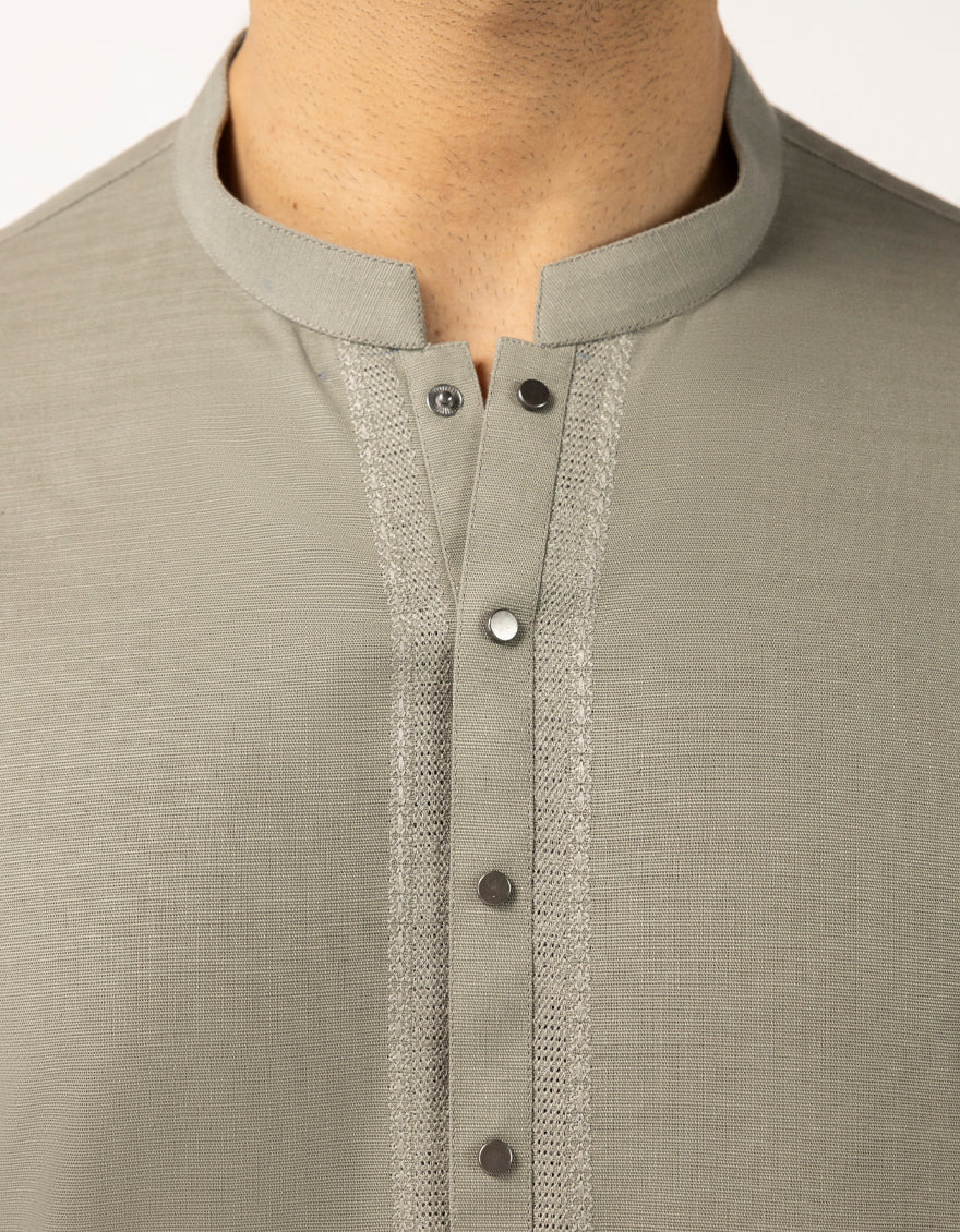 OLIVE COTTON THIGH LENGTH KURTA | JJTHLK-W-90552/S25/JJ10450-SF - Image 3