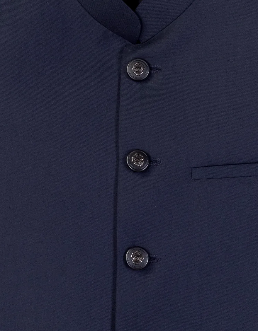 NAVY BLUE PLAIN WAISTCOAT | JJVC-A-33163/S24/JJ9895-PN - Image 3