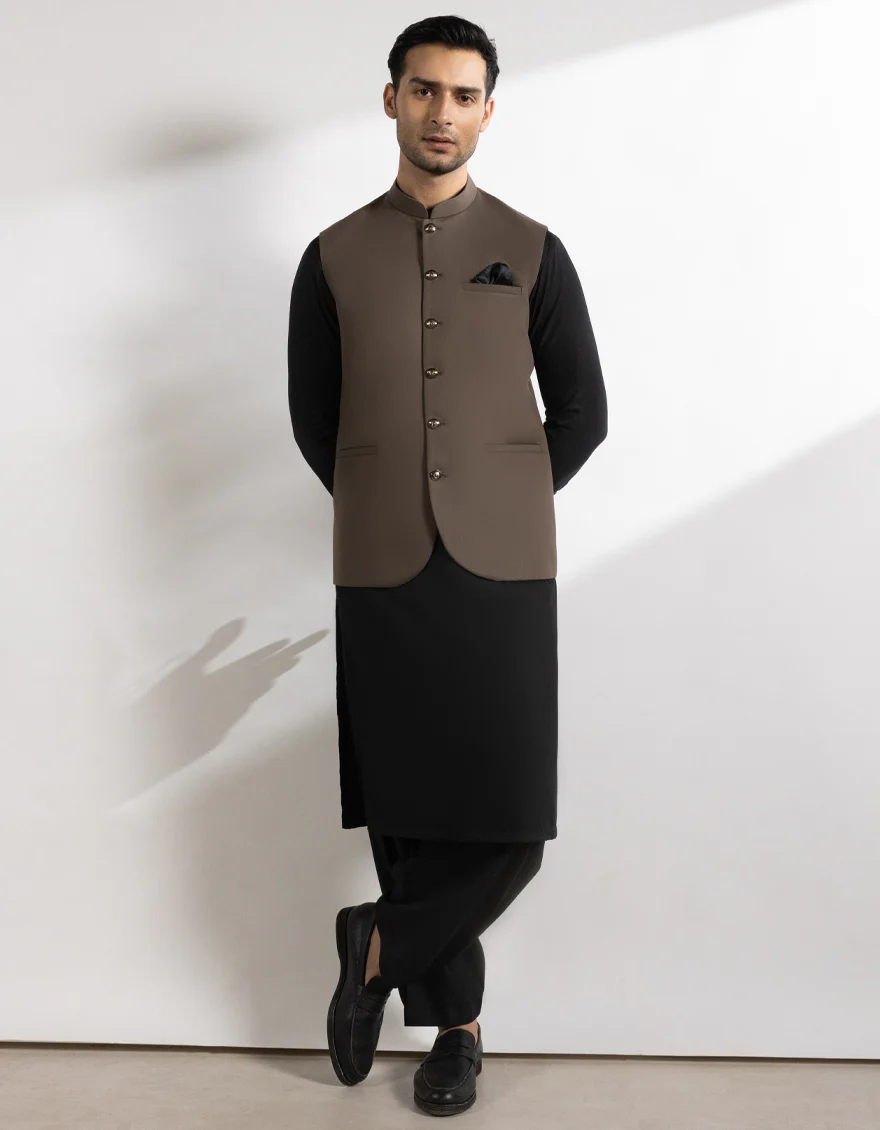 CHESTNUT BROWN SUITING WAISTCOAT | JJVC-A-48245/S25/JJ10130-PN - Image 2