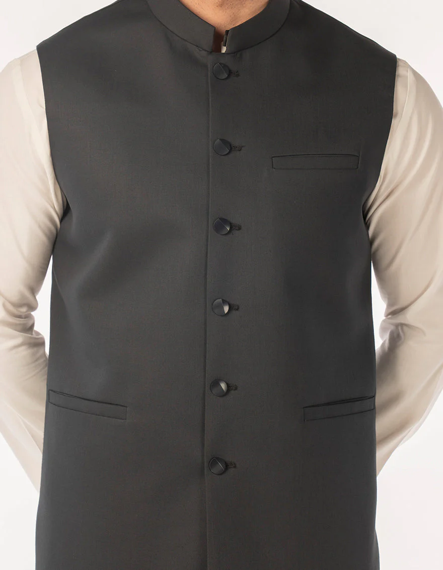 BLACK SUITING WAISTCOAT | JJVC-A-48248/S25/JJ10131-PN - Image 3