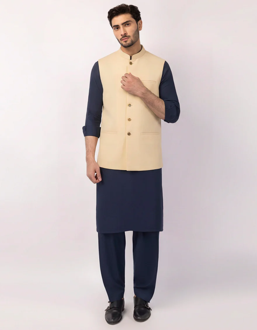 CREAM BLENDED WAISTCOAT | JJVC-A-48324/S25/JJ10484-PN - Image 2