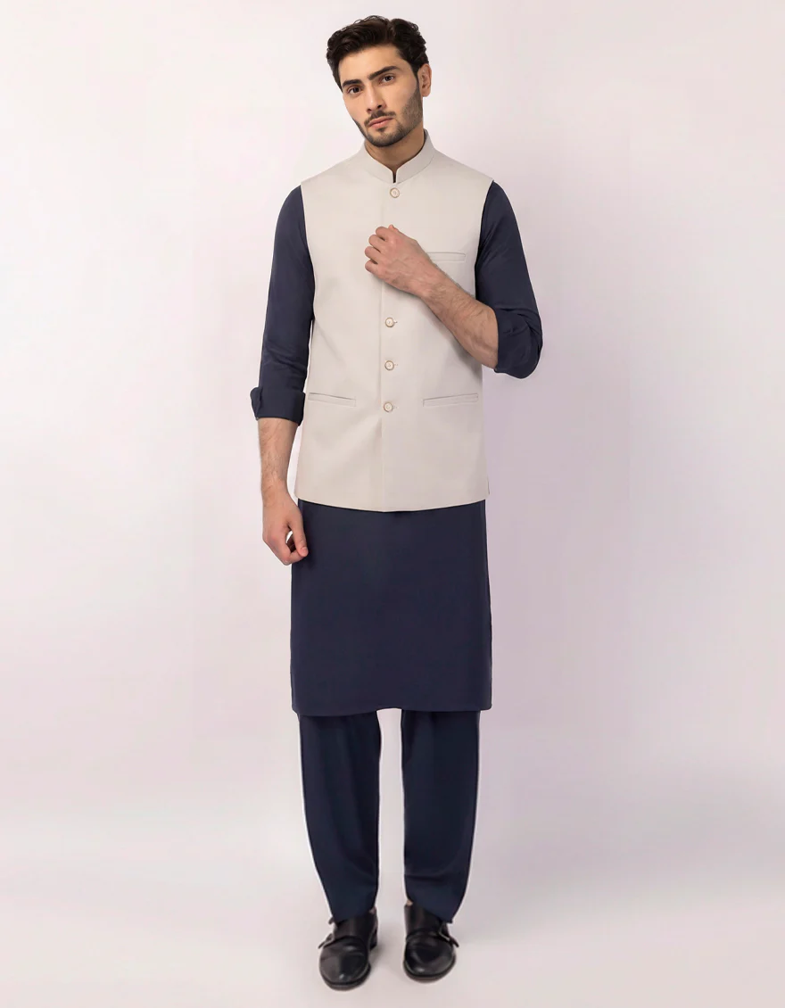 ASH GREY BLENDED WAISTCOAT | JJVC-A-48326/S25/JJ10484-PN - Image 2